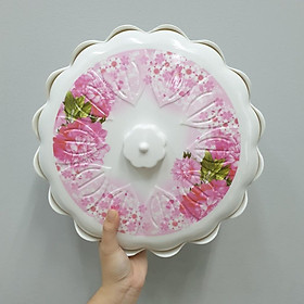 Mua Khay mứt 7808 bánh kẹo màu trắng hoa hồng 5 ngăn 29cm mừng tết Tân Sửu 2021
