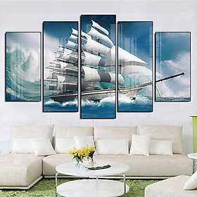 Mua Tranh Tráng Gương Sang Trọng Treo Tường Hiện Đại _ Tranh Bộ 5 Thuận Buồm Xuôi Gió