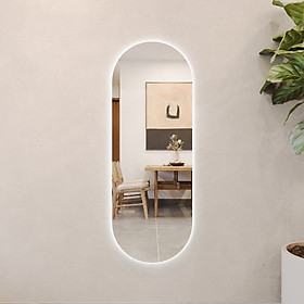 Mua Gương toàn thân oval trang trí phòng led cảm ứng đổi 3 màu kích thước 40x120cm đầy đủ phụ kiện