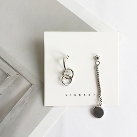 Khuyên tai titan nữ bất đối xứng cá tính 1 đôi