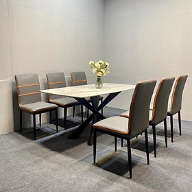 Mua Bàn ăn mặt đá ceramic bóng trắng bóng  ghi bóng  pandora bóng kết hợp ghế Twin  Bàn ăn 4 ghế  6 ghế   8 ghế