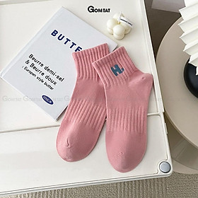 Tất vớ nữ cổ ngắn cao cấp GOMTAT mẫu chữ H, chất liệu cotton mềm mại, thấm hút, thoáng khí - NGANCHUH-PO-3022-1DOI - Hồng
