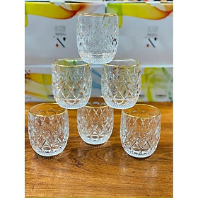 Mua BỘ 6 CỐC THỦY TINH UỐNG NƯỚC CAO CẤP ĐÁY TRÒN HOA VĂN XO