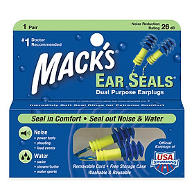 Hộp 1 Đôi Nút Bịt Tai 2 Chức Năng Chống Ồn, Chống Nước Ear Seals® Mack's #11