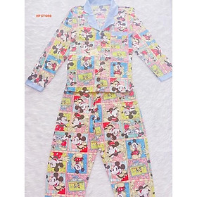 Đồ Bộ Nữ Mickey Xanh Navy Lụa Thái
