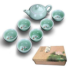 Mua BỘ ẤM TÁCH TRÀ TRÁNG MEN 3D HÌNH CÁ CAO CẤP FULL HỘP LÀM QUÀ TẶNG