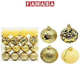 Hộp 16 Trái Châu Trang Trí Giáng Sinh - 6ADKLE16 - Màu Vàng Gold