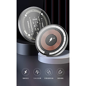 Mua Sạc không dây từ tính Wiwu Magentic Transparent Wireless Charger M17 cho điện thoại thông minh  thiết kế trong suốt hai mặt  sạc nhanh - Hàng chính hãng