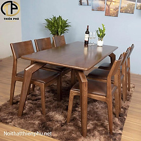 Mua Bộ Bàn Ăn Chân Nhện Mặt Gỗ 6 Ghế Cao Cấp