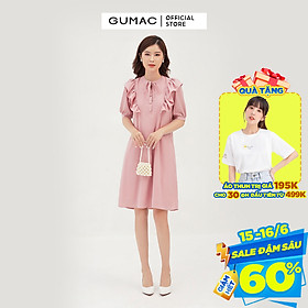 Đầm suông nữ thiết kế phối bèo vai GUMAC DB308