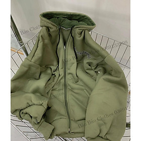 Hình ảnh Áo Khoác Hoodie Xanh Form To Nam Nữ Unisex Mũ 2 Lớp This Dáng Rộng Tay Bồng