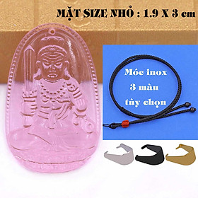 Mặt Phật Bất động minh vương pha lê hồng 1.9cm x 3cm (size nhỏ) kèm vòng cổ dây dù đen + móc inox vàng, Phật bản mệnh, mặt dây chuyền