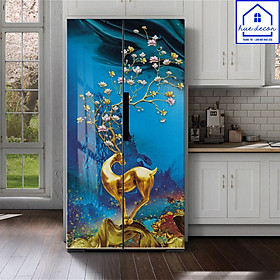 Mua Decal Dán Tủ Lạnh - Máy Giặt Hươu Vàng Phong Thủy Hue Decor Chống Nước  Sẵn Keo Phù Hợp Với Mọi Không Gian
