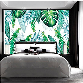 Mua (HCM) Tranh dán tường 3d lá nhiệt đới tropical 1 tranh sẵn keo  dễ dán(in theo yêu cầu)