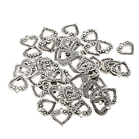 50pcs Antique Silver Alloy Heart Charms Pendants For Jewelry Making Beads