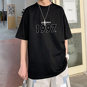 Hình ảnh Áo thun nam nữ unisex tay lỡ phông form rộng teen cổ tròn oversize cotton giá rẻ basic đen trắng tee pull 1997