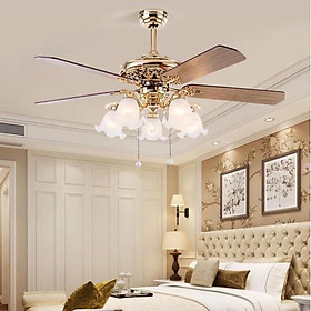 Mua Quạt Trần Đèn Cánh Gỗ Mạ 24k QTD1688  quạt trần trên nhà tô điểm phòng tiếp khách Hiện Đại/Sang Trọng
