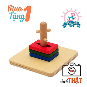 Đồ chơi gỗ cho bé 1 tuổi - Luồn cọc đơn - Giáo cụ Montessori 0-3 - BẢN CHUẨN - Kèm QUÀ TẶNG