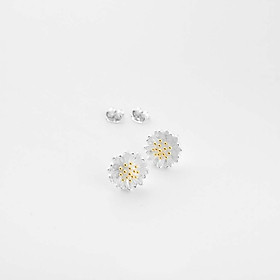 Khuyên Tai Bạc Blue Peach Daisy Flora - Short KT013