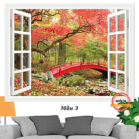 Tranh dán tường 3d Cửa sổ nhìn ra ngoài phong cảnh thiên nhiên-tranh 3d phòng khách, phòng ngủ-Huyền Chi-Đặt theo kích thước yêu cầu