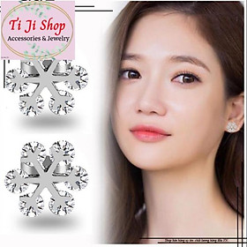 BÔNG TAI NỮ INOX HOA TUYẾT CỰC   ĐẸP GIÁ RẺ - đẹp, không đen