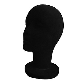 Model Holder Male Mannequin Head Hat Flocking Foam Wig Hat Display Black