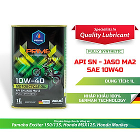 Nhớt Xe Máy PRIME Tổng Hợp Toàn Phần Lon 800ML-1L-1.1L-1.3L Cho Xe Số/Côn Tay/Tay Ga Nhập Khẩu Chính Hãng