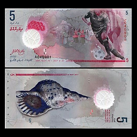 Mua Tiền Maldives 5 rufiyaa polymer cầu thủ bóng đá mới cứng  tặng phơi nilong bảo quản