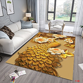 Mua Thảm trải sàn Sofa sang trọng hiện đại trang trí phòng khách Bali in 3D Nhung nỉ lì cao cấp BL09 - Khối tròn vàng - BL28- Công Vàng - 2m x 3m