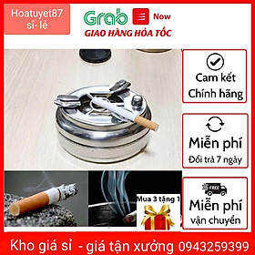 Mua Gạt tàn thuốc lá inox 2 ngăn  có nút bấm