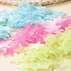 Set 100 hình dán dạ quang hình ngôi sao phát sáng vào ban đêm trang trí phòng cho trẻ