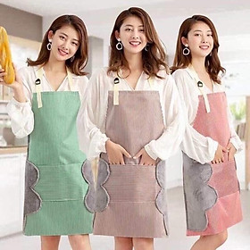 Mua Tạp dề nấu ăn họa tiết ca rô kẻ sọc  có khăn lau tay bên hông  chống thấm nước cao cấp tiện lợi cho nhà bếp thông minh