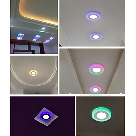 Mua Bộ 10 Đèn led âm trần thạch cao 3 chế độ nhiều màu 6w (3W+3) lắp quán ăn