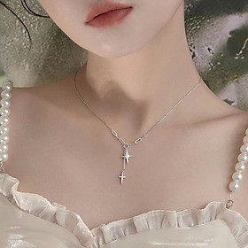 Vòng Cổ Nữ Dây Chuyền Sợi Mảnh Lolita Trắng Ngôi Sao Xinh Xắn - Dây Chuyền Mặt Đính Đá Pha Lê Phong Cách Hàn Quốc