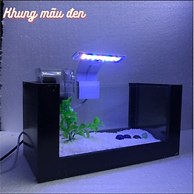 Bể cá mini KHUNG GỖ ĐẦY ĐỦ HỒ-LỌC-ĐÈN Tặng 6 món phụ kiện trang trí