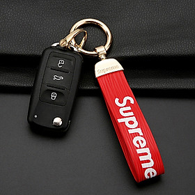Di Galen personality trend car key chain creative couple key chain leather car key chain chain key chain men's female car supplies sup red + gold buckle