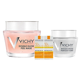 Combo Mặt Nạ Làm Sáng Da Vichy Double Glow Peel 100889092 (50ml) + Mặt Nạ Clay Mask (15ml) + 2 Chống Nắng Vichy (3ml)