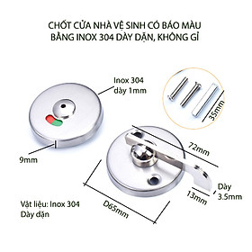 Chốt cửa nhà vệ sinh với chỉ thị màu xanh đỏ tiện dụn, làm bằng inox 304 không gỉ, mẫu C