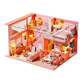 Creative Miniature Villa Dollhouse Mini Chair Table Sofa Lights Decor Ornaments
