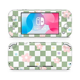 Mua Skin decal dán Nintendo Switch Lite mẫu hoa trên nền caro xanh trắng (dễ dán  đã cắt sẵn)