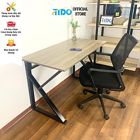 Bàn làm việc chân sắt chữ K đơn giản TIDO - Mặt 17mm MDF melamine - Chân sắt hộp tĩnh điện 25x50mm - Thùng full phụ kiện