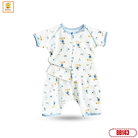 Đồ bộ bé gái Babiboo bộ sơ sinh vải cotton họa tiết xinh xắn mềm mịn- BB143