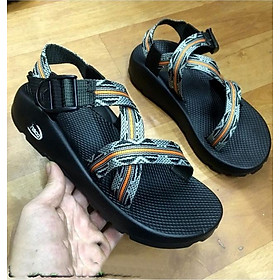 Giày sandals nam họa tiết da rắn cam chaco3 ảnh thật