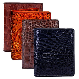 HJ2228-29-30-48 - Ví nam Huy Hoàng da cá sấu kiểu đứng màu đen, nâu đỏ, vàng bò, nâu đất