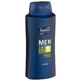 Dầu Gội Tắm Xả Suave Professionals Men 3-in-1 Citrus Rush 828ml - USA