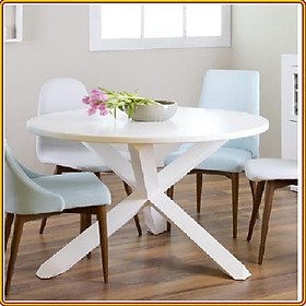 Mua Bàn ăn gỗ thông Tundo Chất màu trắng mặt tròn chân X 120 x 120 x 76 cm