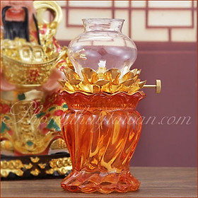 Mua Đèn dầu bàn thờ Hổ Phách Thủy Tinh tráng men 7.5cm*15cm (Bàn thờ gia tiên  phật ....)