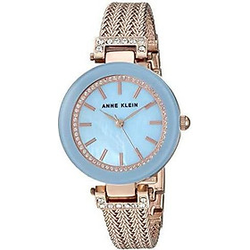 Đồng hồ nữ Anne Klein Women's Swarovski Crystal Accented Mesh Bracelet Watch - Light Blue/Rose Gold