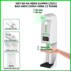 Máy đo thân nhiệt K10 pro tích hợp rửa tay tự động phun sương/nhả gel mới nhất 2021 - 15 ngôn ngữ