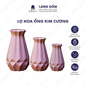 Mua Bình hoa trang trí  Lọ hoa men mát ống kim cương - Gốm sứ Bát Tràng - langgom.vn